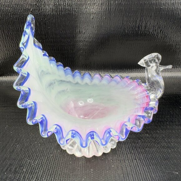 Venetian Art Glass Duck Bird Chicken Shaped Dish Bowl Candy Dish Container Italy - Picture 10 of 13